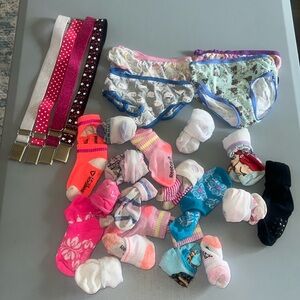 Girls 2T-4T Belts, Socks , Underwear Bundle